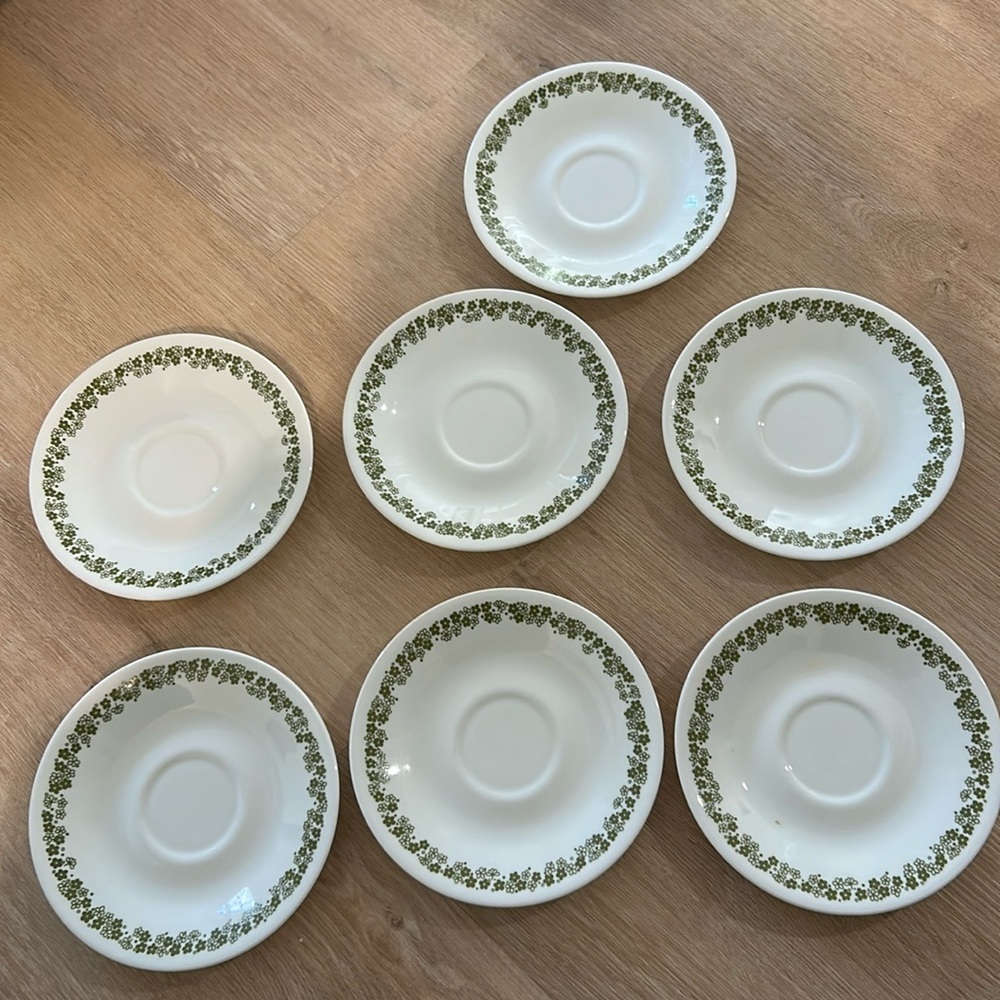 Set of 7 Corelle Livingware Corning Crazy Daisy Spring Blossom Saucer Plate 6.25